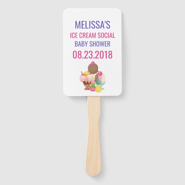 Ice Cream Social Baby Shower Hand Fan (Front)