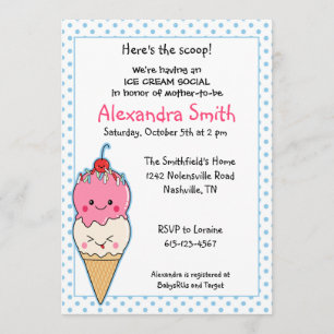 Ice Cream Social Baby Shower Invitation