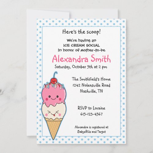 Ice Cream Social Baby Shower Personalized Invites