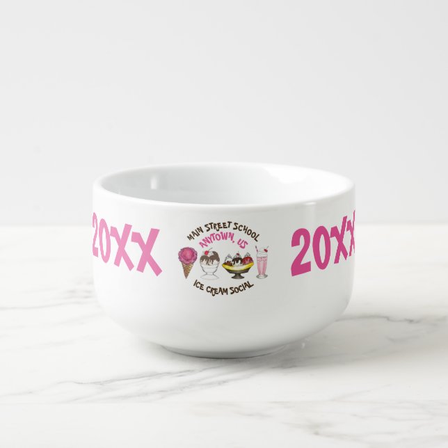 Ice Cream Social Banana Split Cone Sundae Shake Soup Mug (Front)