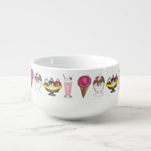 Ice Cream Social Banana Split Cone Sundae Shake Soup Mug