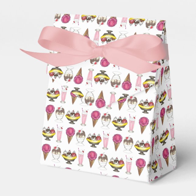 Ice Cream Social Banana Split Sundae Cone Shake Favor Boxes (Front Side)