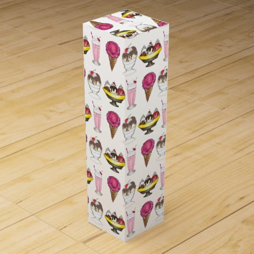 Ice Cream Social Banana Split Sundae Cone Shake Wine Box