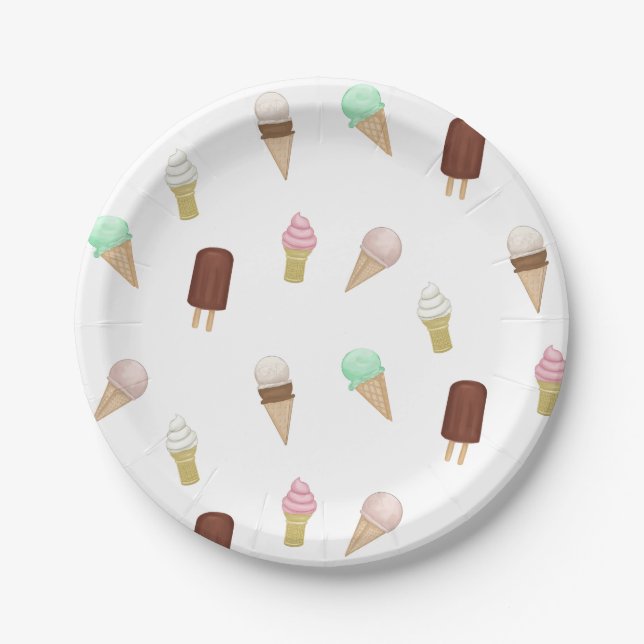 Ice Cream Social Birthday Party Ice Cream Cone Paper Plates (Front)