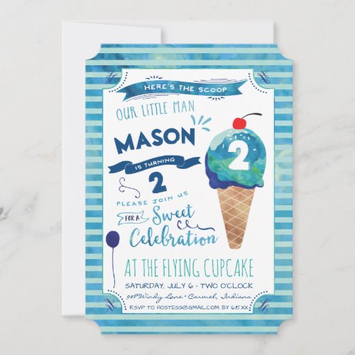 Ice Cream Social Birthday Party Invitations _ Boy