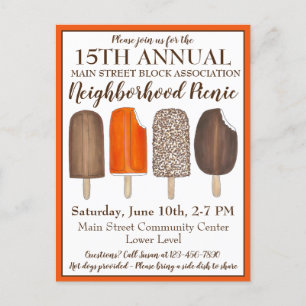 Ice Cream Social Birthday Party Popsicles Picnic Invitation Postcard