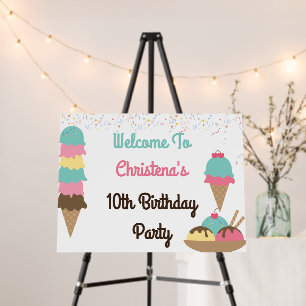 Ice Cream Social Birthday Party Welcome Sign