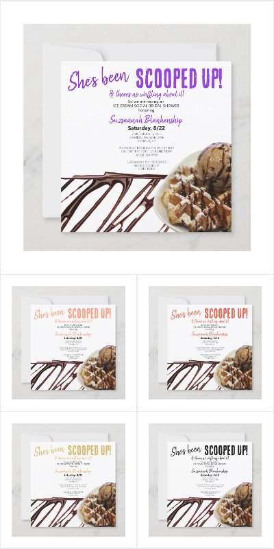 Ice Cream Social Bridal Shower Invitations