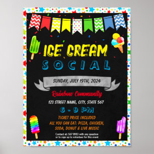 Ice Cream Social event template Poster