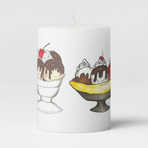 Ice Cream Social Favor Banana Split Sundae Cone Pillar Candle
