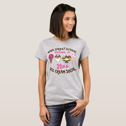 Ice Cream Social Favor Banana Split Sundae Cone T_Shirt