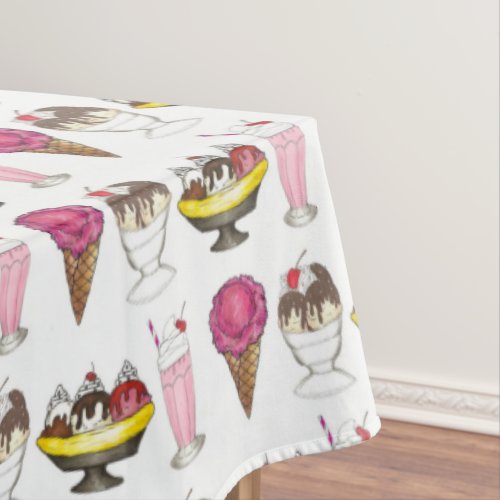 Ice Cream Social Favor Banana Split Sundae Cone Tablecloth