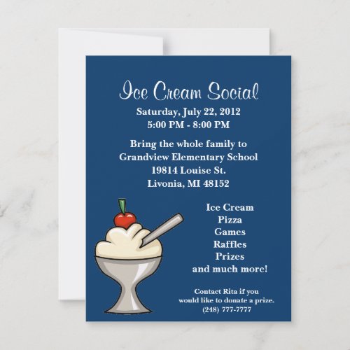 Ice Cream Social Flyer Custom Announcements