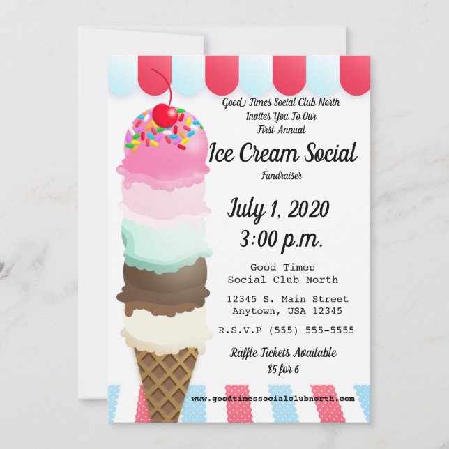 Ice Cream Social Fundraiser Invitation (Front)