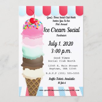 Ice Cream Social Fundraiser Invitation by floppypoppygifts at Zazzle