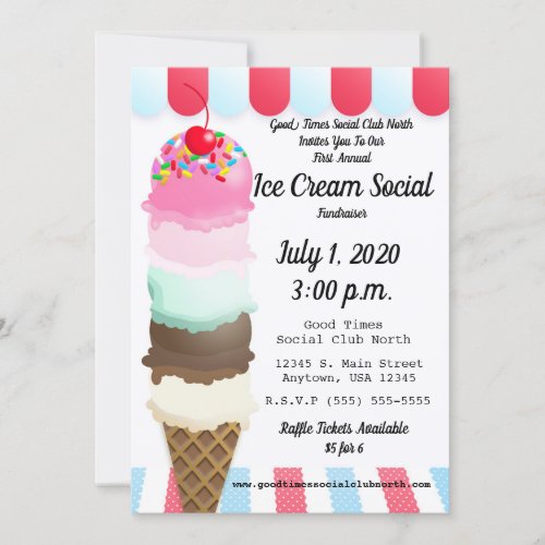 Ice Cream Social Fundraiser Invitation