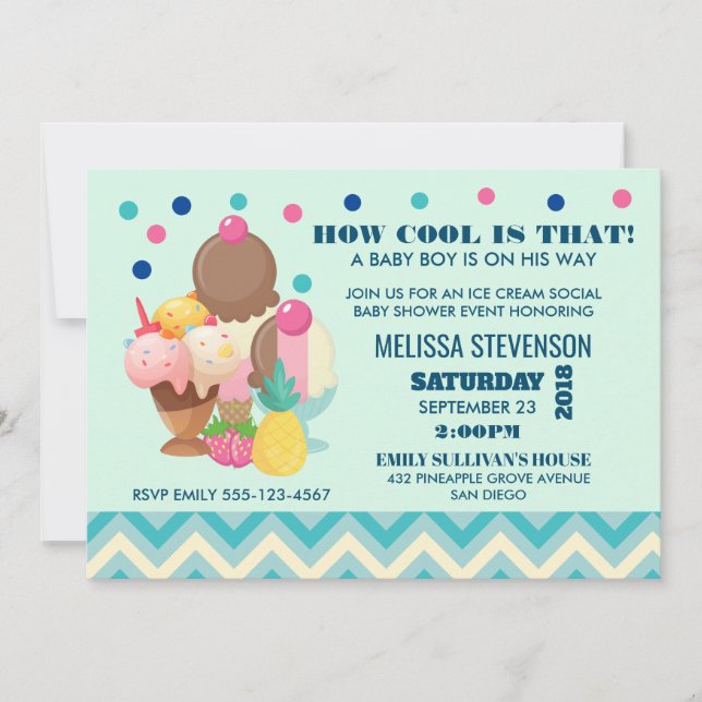 Ice Cream Social How Cool - Baby Shower Invitation (Front)
