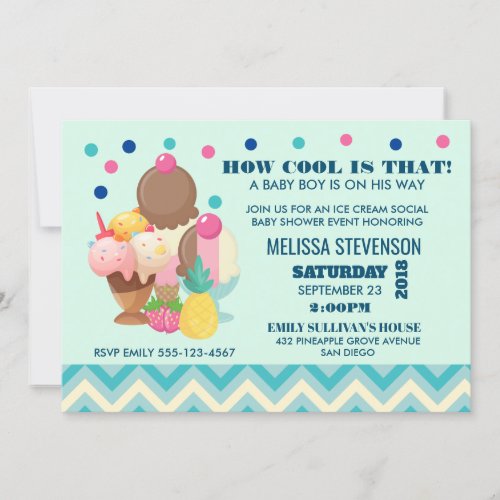 Ice Cream Social How Cool _ Baby Shower Invitation