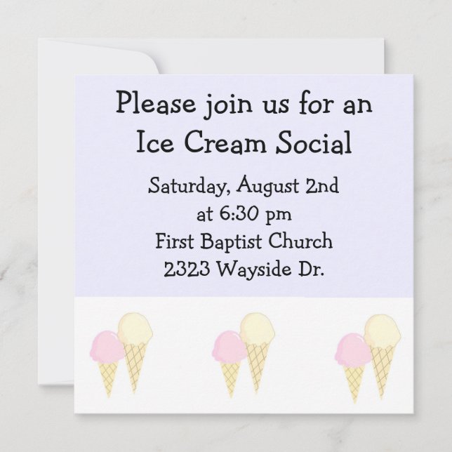 Ice Cream Social Invitation (Front)