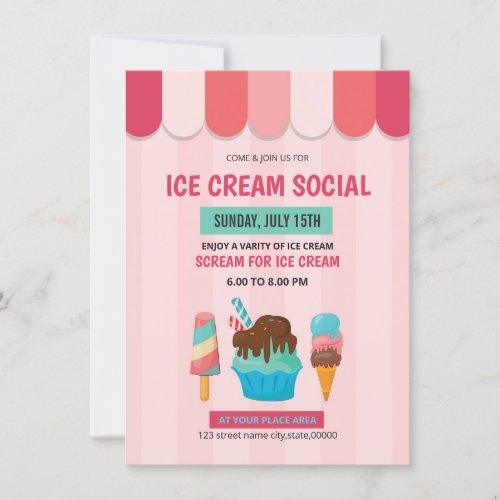 Ice Cream Social Invitation Flyer