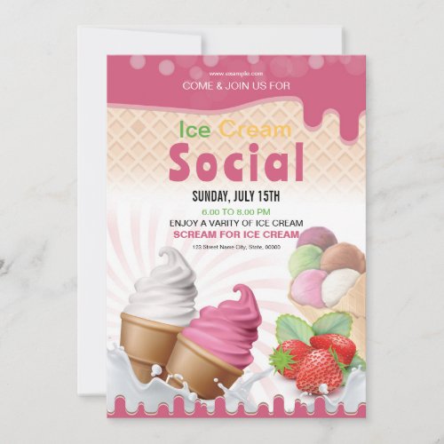 Ice Cream Social Invitation Flyer Template