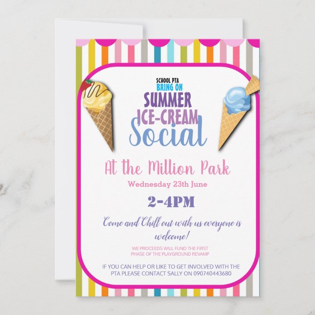 ICE-CREAM SOCIAL INVITE OR FLYER (Front)