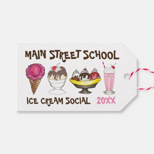 Ice Cream Social Make Your Own Sundae Party Gift Tags