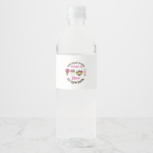 Ice Cream Social Make Your Own Sundae Party Water Bottle Label