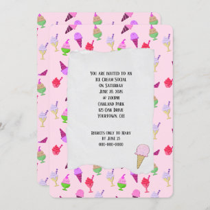 Ice Cream Social Party cones Invitation