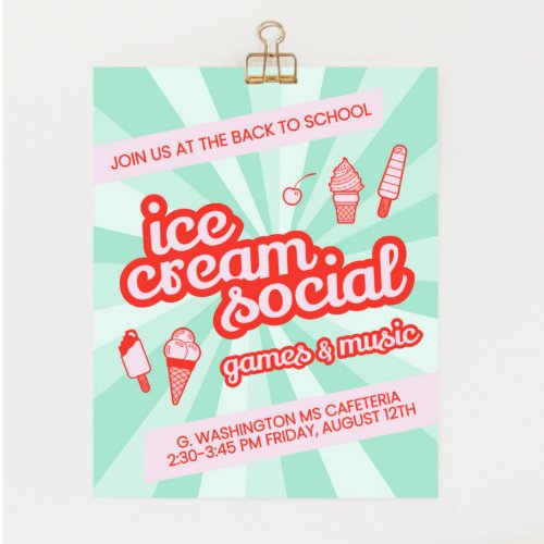 Ice Cream Social Party Flyer