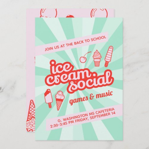 Ice Cream Social Party Flyer Invitation