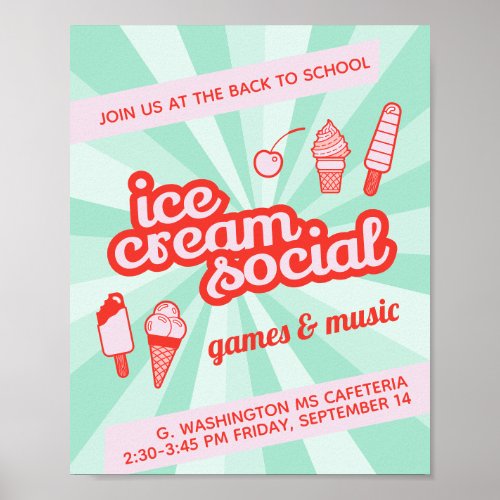 Ice Cream Social Party Flyer Poster