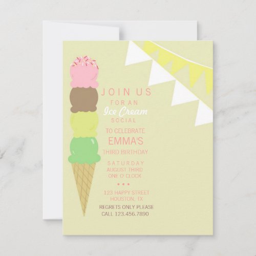 Ice Cream Social Party Invitation
