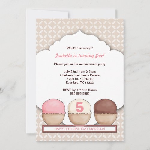 Ice Cream Social Party Invite with age