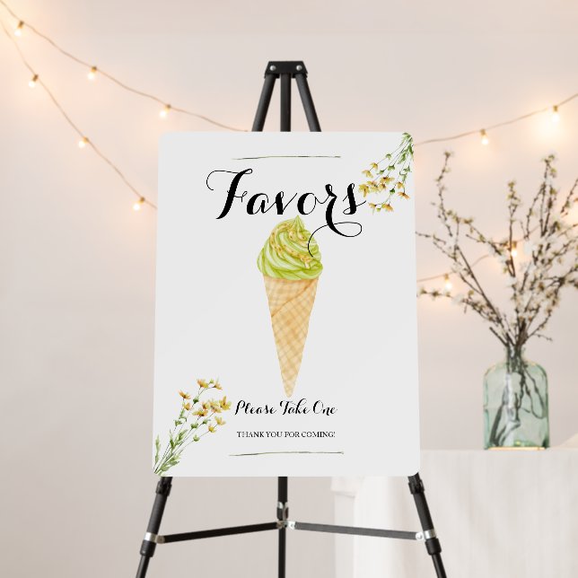 Ice Cream Social Pistachio Shower Favors Sign (In Situ (Stand))