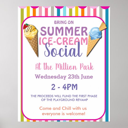 ICE-CREAM SOCIAL POSTER PTA EVENT | Zazzle.com