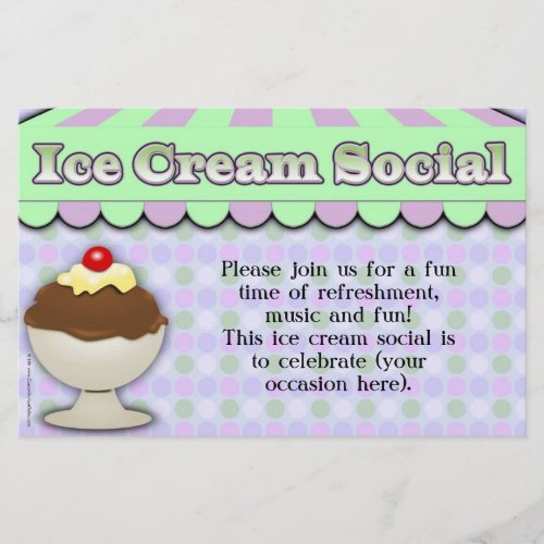 Ice Cream Social PurpleGreen Stripe Sundae Flyer