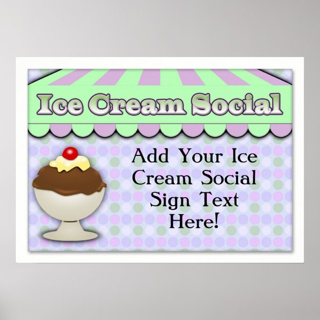 Ice Cream Social, Purple/Green Stripe Sundae Poster (Front)