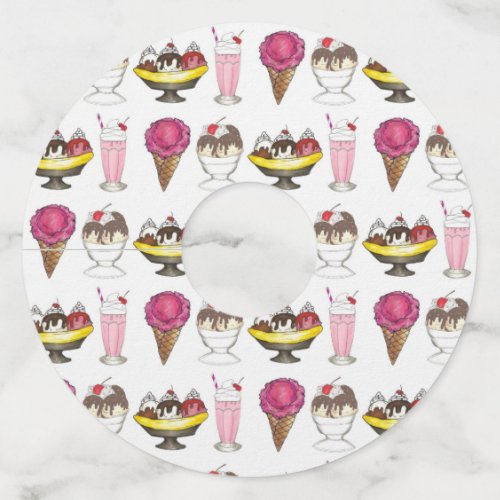 Ice Cream Social Sundae Milkshake Banana Split Wine Glass Tag