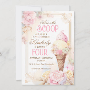 Ice cream social, vintage ice cream birthday invitation