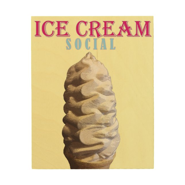 Ice Cream Social Wood Wall Art (Front)