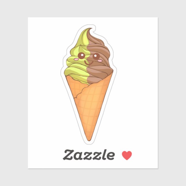 Ice Cream Soft Serve Matcha Green Tea Dessert Sticker (Sheet)