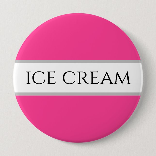 ICE CREAM Sporty Bright Candy Pink White Stripes Button (Front)