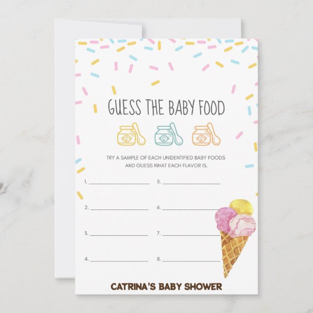 Ice Cream Sprinkle Baby Shower -Editable Name, 5x7 Invitation (Front)