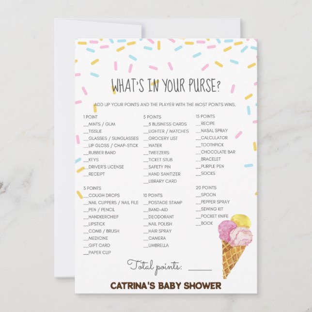Ice Cream Sprinkle Baby Shower -Editable Name, 5x7 Invitation (Front)