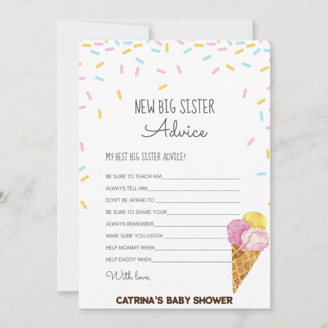 Ice Cream Sprinkle Baby Shower -Editable Name, 5x7 Invitation (Front)