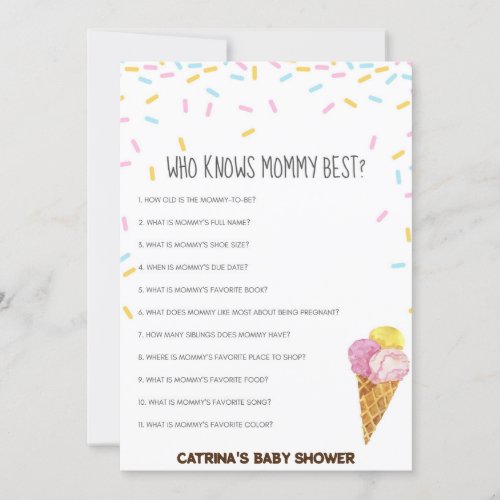 Ice Cream Sprinkle Baby Shower _Editable Name 5x7 Invitation