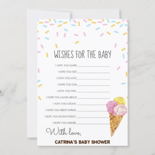 Ice Cream Sprinkle Baby Shower _Editable Name 5x7 Invitation
