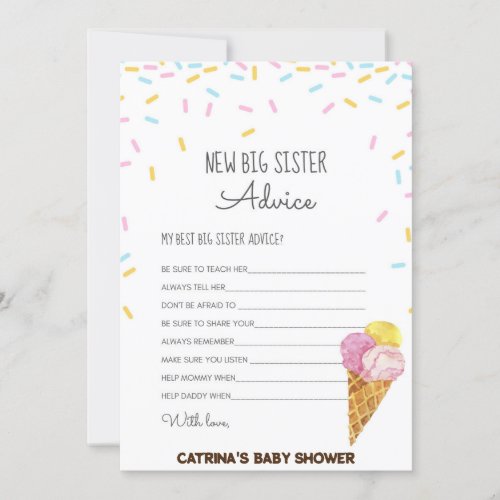 Ice Cream Sprinkle Baby Shower _Editable Name 5x7 Invitation