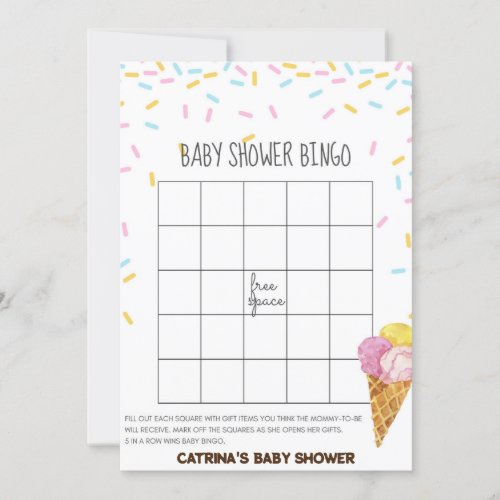 Ice Cream Sprinkle Baby Shower _Editable Name 5x7 Invitation